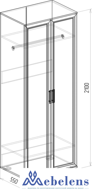 Шкаф платяной 550 Корвет 6